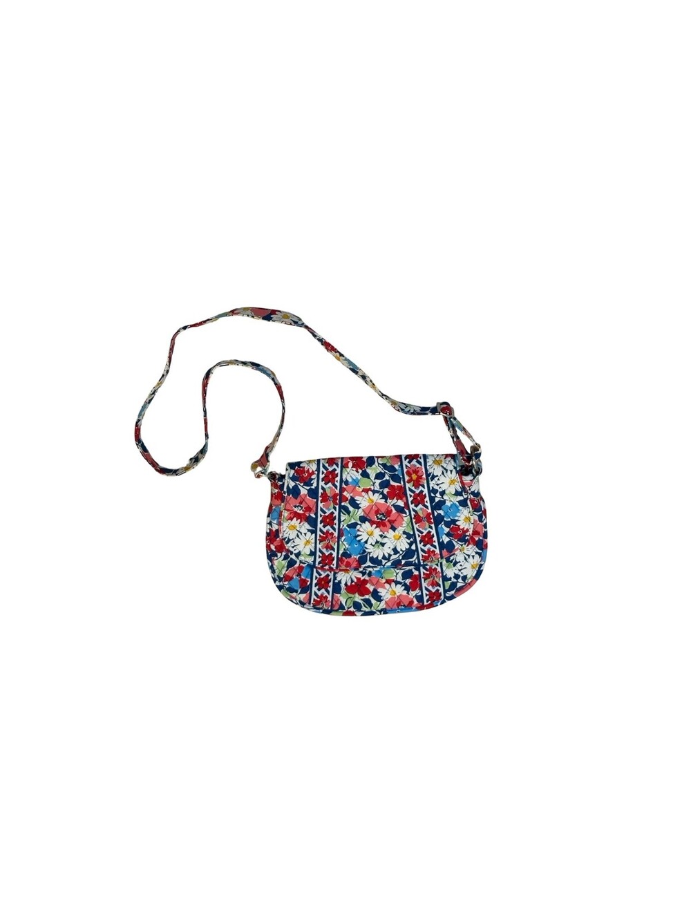 Vera Bradley Large Crossbody Bag Rounded Bottom Floral Multicolor Quilted Cotton